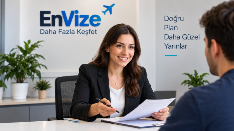 Vize danışmanı başvuru dosyasını inceliyor